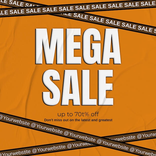 Concept de conception de Mega Sale avec un arrière-plan texturé pour une publication sur les réseaux sociaux