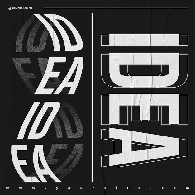 Concept de conception de typographie d'idée PSD avec effets de texte pour les médias sociaux et le modèle de poste Instagram