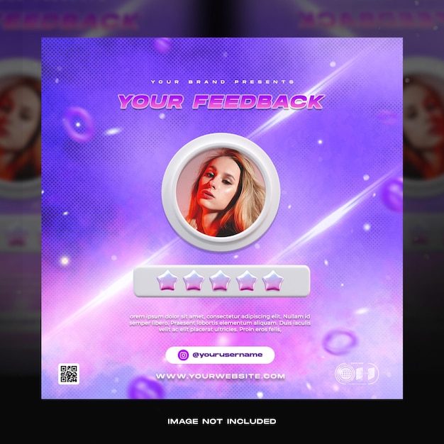 Concept Créatif Feedback Client Témoignage Médias Sociaux Instagram Post Modèle Néon Rétro