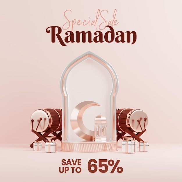 Concept Créatif Instagram Post Ramadan Islamique Avec Illustration De Rendu 3d Marketing Numérique