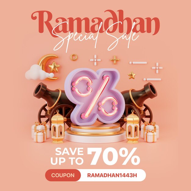 Concept Créatif Instagram Post Ramadan Islamique Avec Illustration De Rendu 3d Marketing Numérique