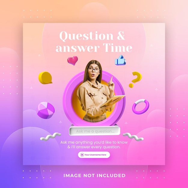 Concept Créatif Temps De Question Et De Réponse Pour Le Modèle De Post Instagram De Médias Sociaux
