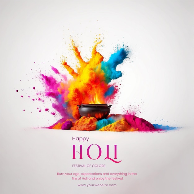 Le concept du festival Holi est constitué d'explosions de poudre multicolores avec un fond de cheminée à bois.