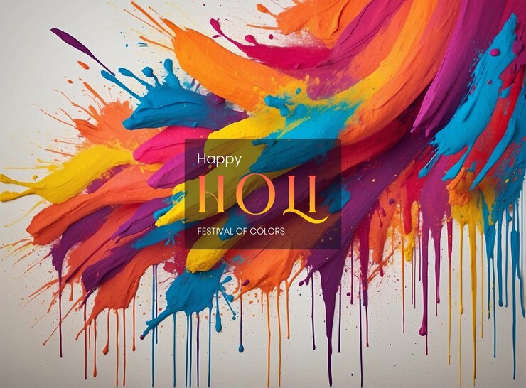 PSD le concept du festival d'holi est un coup de joie audacieux sur un fond de toile du festival de holi.