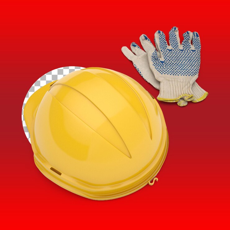 PSD concept de fête des pères avec casque et gants de sécurité jaunes
