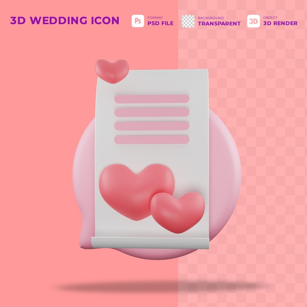 CONCEPT D'ICNE D'INVITATION DE MARIAGE 3D