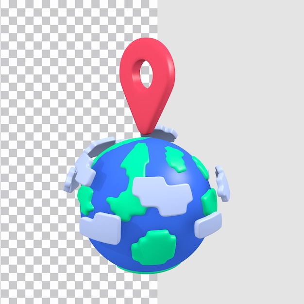 PSD concept d'icône de localisation de la terre 3d