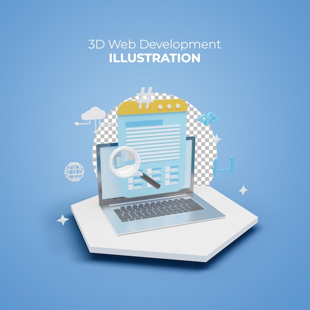 Concept d'illustration 3D de la conception et du développement de sites Web et d'applications