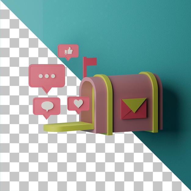 PSD concept d'illustration de marketing par e-mail 3d rendu