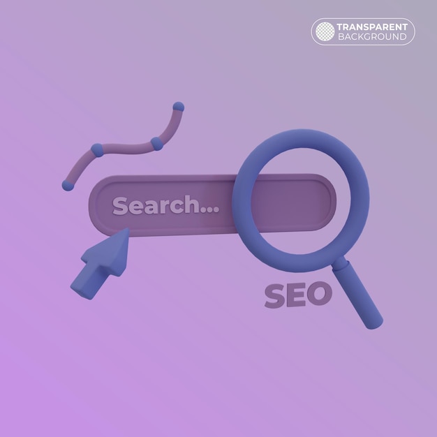 PSD concept d'illustration seo avec barre de recherche