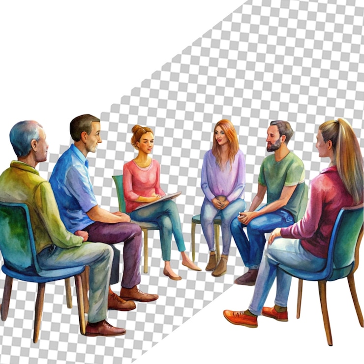 PSD concept d'illustration de thérapie de groupe