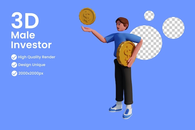 Concept d'investisseur masculin 3D