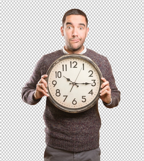 Concept d&#39;un jeune homme inquiet pour le temps