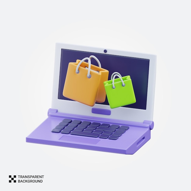 Concept de magasinage en ligne avec ordinateur portable et sacs d'achat