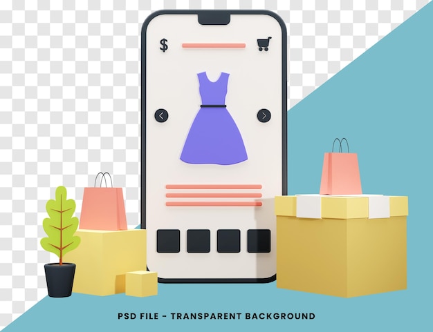 PSD concept de magasinage en ligne rendu 3d isolé