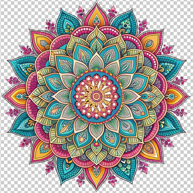 PSD concept de mandala coloré sur un fond transparent