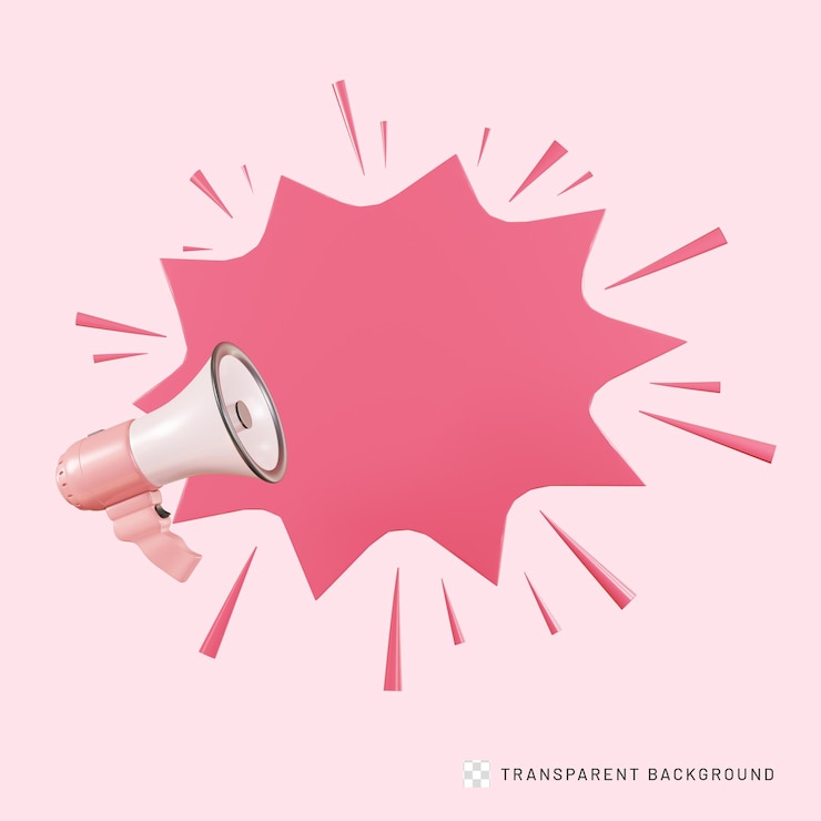 PSD concept marketing avec mégaphone 3d réaliste ou haut-parleur avec discours éclair et bulle. 3d re