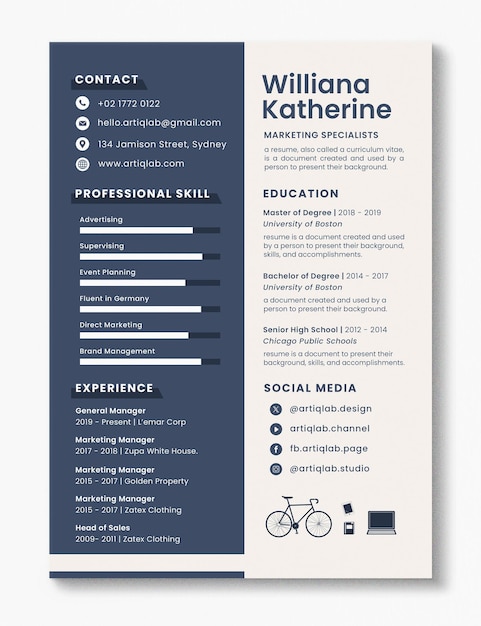 Concept minimaliste de curriculum vitae ou de curriculum vitae