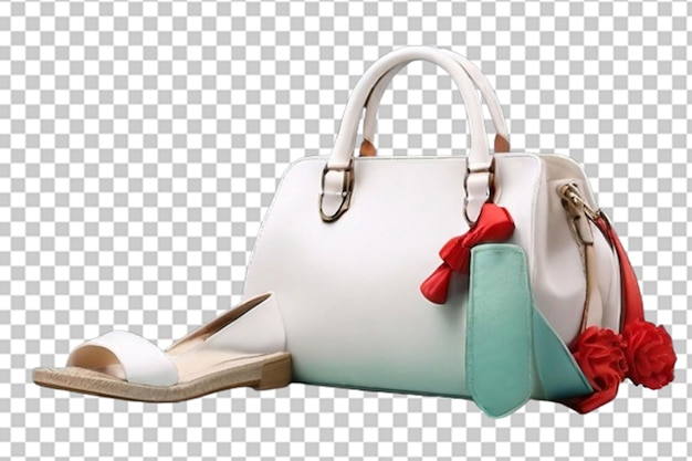 PSD concept de mode d'été femme blanche talon de chaussure et sac à main