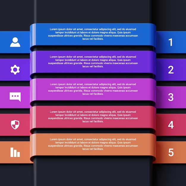 Concept de modèle de chronologie infographique d'entreprise 3D avec 5 options