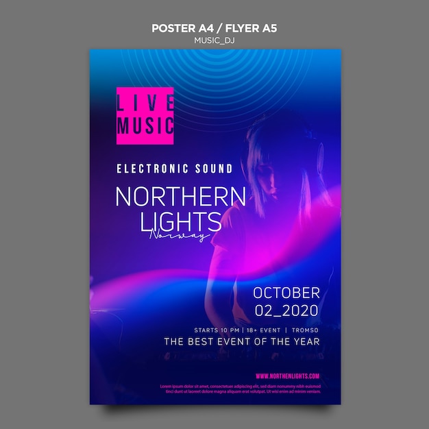 Concept de modèle de flyer musique dj