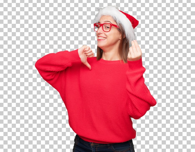 PSD concept de noël de jolie jeune femme.