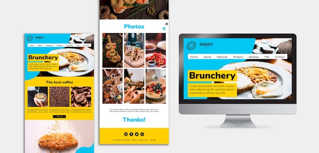 PSD concept de pages de destination de brunch