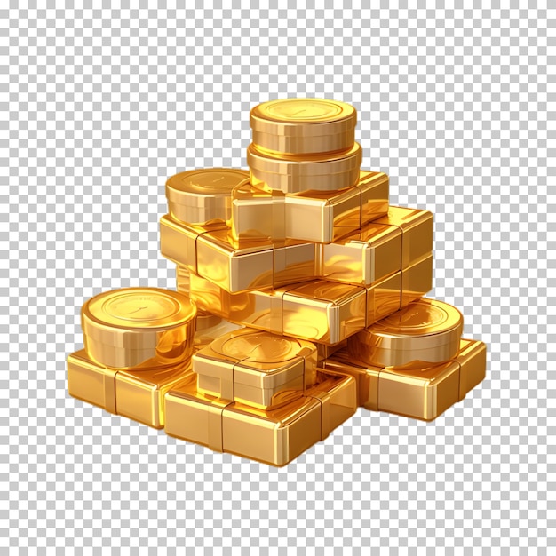 PSD concept de pièces d'or png isolé sur un fond transparent