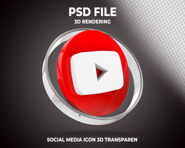 concept de rendu 3d icône youtube