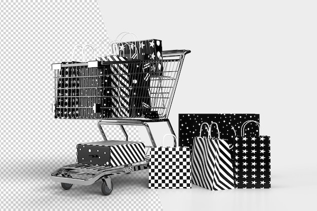 Concept De Shopping En Ligne Avec Des éléments Commerciaux. Conçoit Le Marketing De Concept En Ligne. Adapté à La Promotion Des Magasins Numériques. Rendu 3d