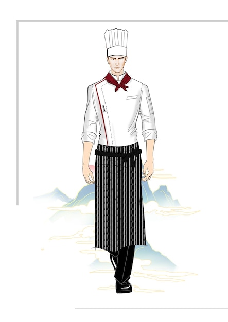 PSD concept de style de vêtements de travail uniforme en tissu de travail de chef