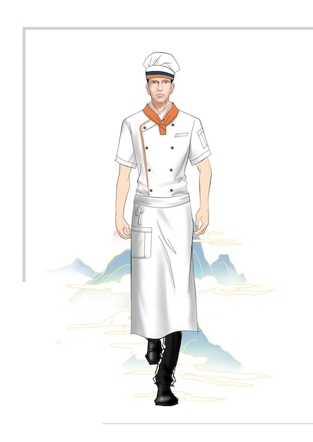 PSD concept de style de vêtements de travail uniforme en tissu de travail de chef