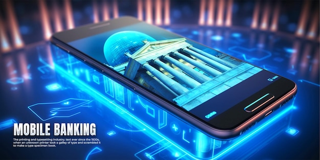 PSD concept de technologie pour les services bancaires mobiles modèle de médias sociaux arrière-plan