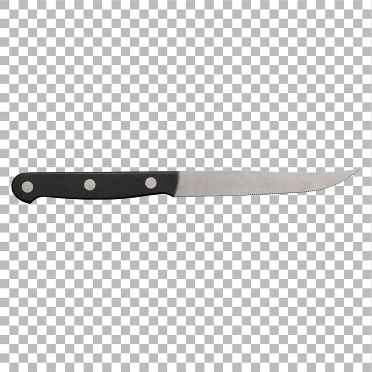 PSD un concept unique de couteau en acier inoxydable isolé sur un fond plat très adapté à l'utilisation dans la plupart des projets de cuisine