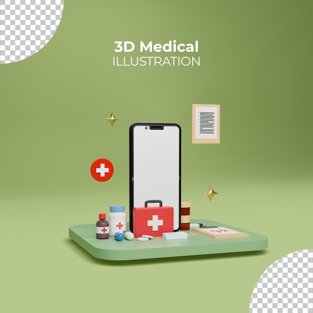 Concept De Vente De Médicaments En Ligne Avec Smartphone Rendu 3d