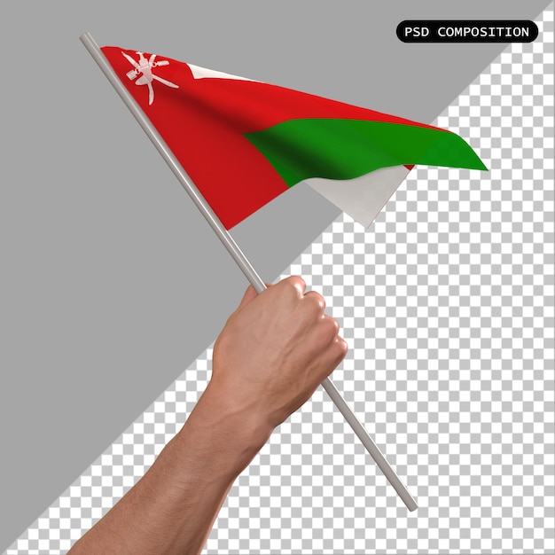 PSD conception 3d du drapeau du pays oman et illustration isolée de rendu 3d élégant