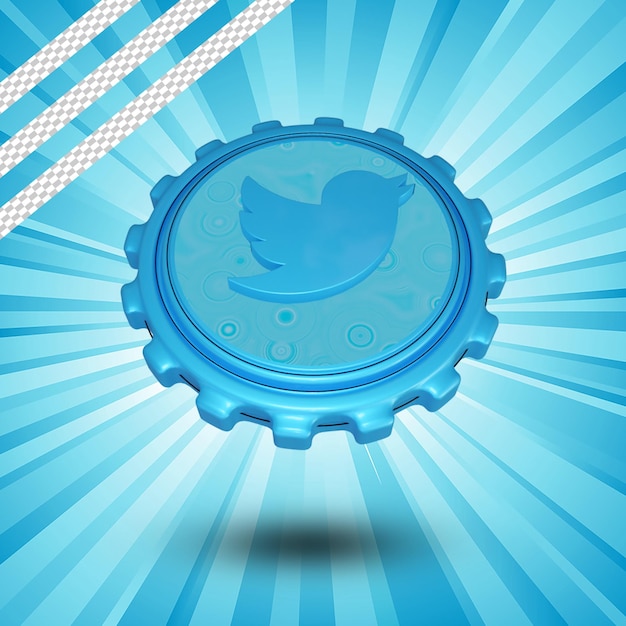 Conception 3d Isolée Du Logo Twitter Brillant