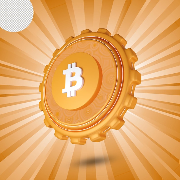 Conception 3d isolée de logo de bitcoin brillant
