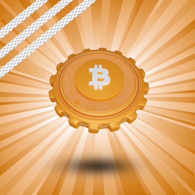 PSD conception 3d isolée de logo de bitcoin brillant