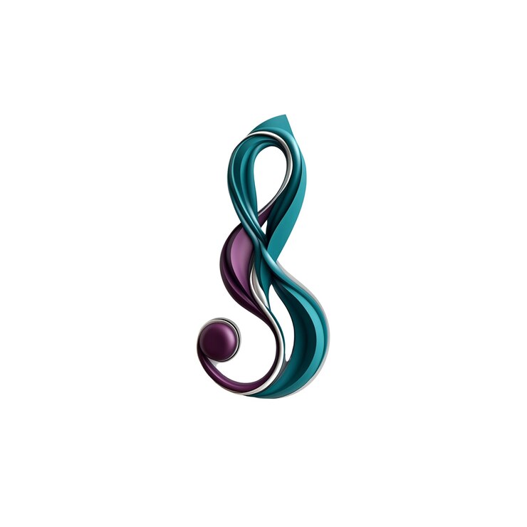 PSD conception abstraite de la clef à treble teal et violette