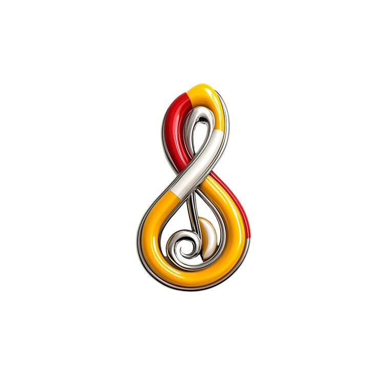 PSD conception abstraite de la clef à triple en jaune, rouge et argent