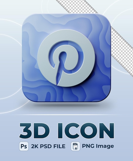 PSD conception abstraite icône 3d des médias sociaux pinterest