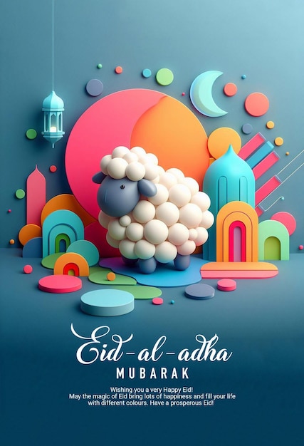 PSD la conception de l'affiche de l'aïd al-adha islamique islamique et arabe arrière-plan pour la communauté musulmane