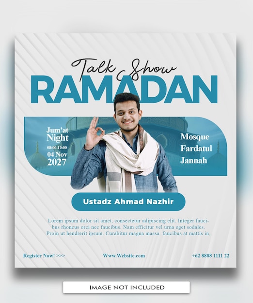 PSD conception de l'affiche du talk-show musulman ramadan maulid