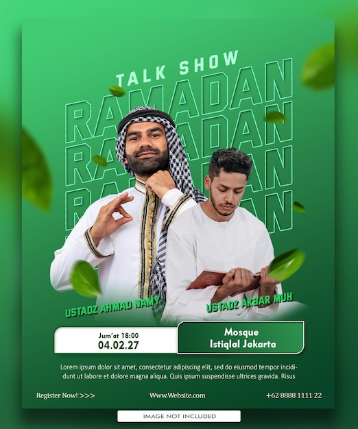 PSD conception de l'affiche du talk-show musulman ramadan maulid