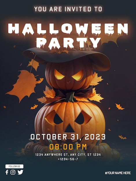 PSD conception d'affiche de fête d'halloween psd