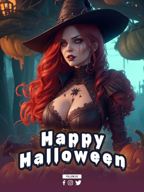 PSD conception d'affiche de fête d'halloween psd