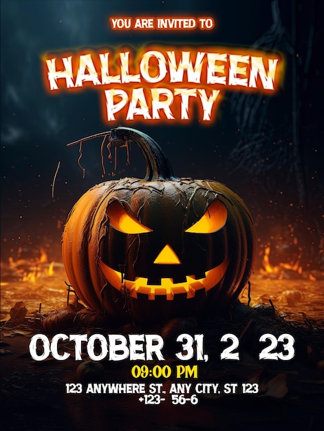 PSD conception de l'affiche de la fête d'halloween