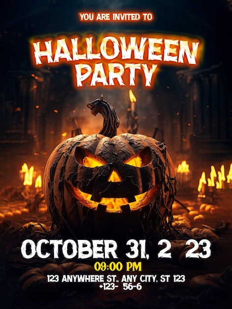 PSD conception de l'affiche de la fête d'halloween