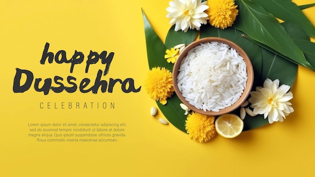 Conception d'affiche Happy Dussehra modifiable PSD avec des bonbons indiens